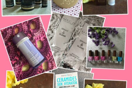 collage of mostly skincare products I'll be reviewing soon, neversaydiebeauty.com