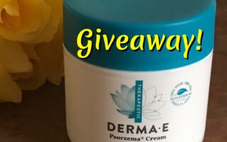 Derma E Psorzema Cream with giveaway title, neversaydiebeauty.com