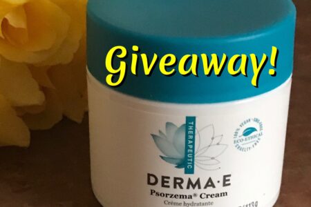 Derma E Psorzema Cream with giveaway title, neversaydiebeauty.com