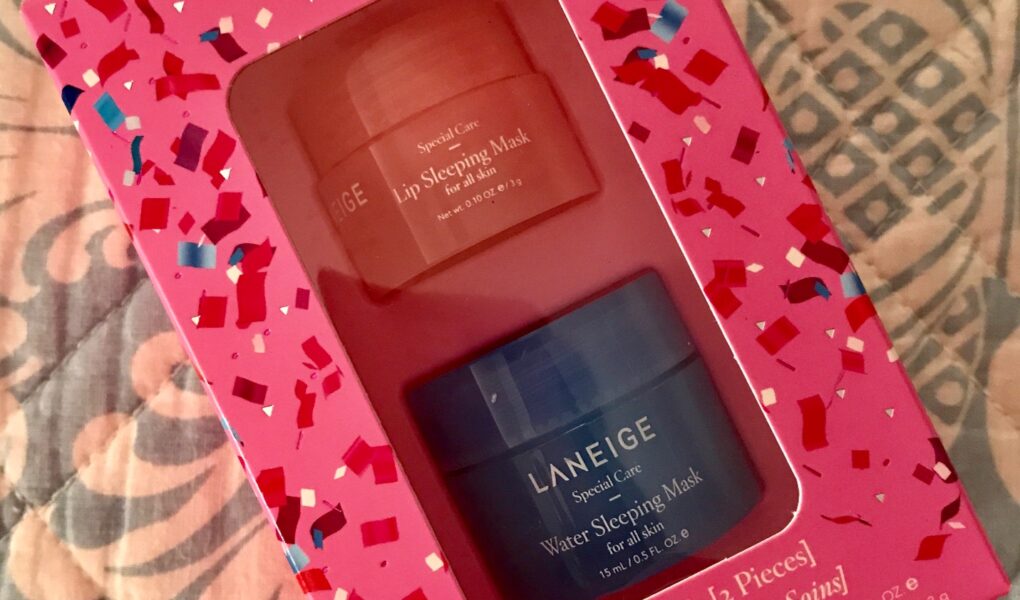 Laneige Good Night Kit with Lip and Water Sleeping Masks in travel size jars, neversaydiebeauty.com