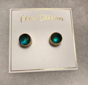 love tatum teal & gold stud earrings, neversaydiebeauty.com