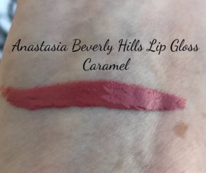 swatch of Caramel shade, Anastasia Beverly Hills Lip Gloss, neversaydiebeauty.com