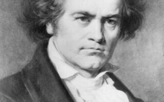 black and white portrait of Beethoven