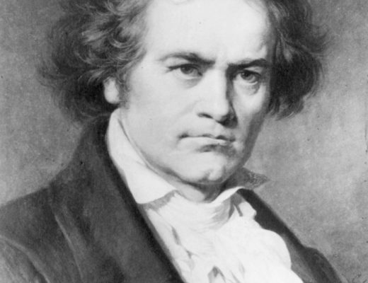 black and white portrait of Beethoven