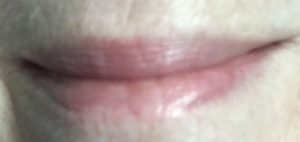 lip swatch of Colorescience Lip Shine SPF 35 in Rose, neversaydiebeauty.com