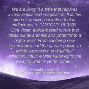Pantone's statement about Ultra Violet, their Color of 2018