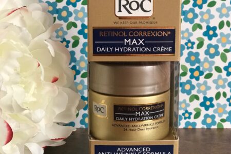 RoC Retinol Correction Max Daily Hydration Creme in its outer box, neversaydiebeauty.com