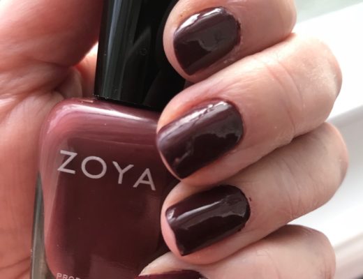 Zoya nail polish, Mona, a deep burgundy plum cream: my nails and the bottle, neversaydiebeauty.com