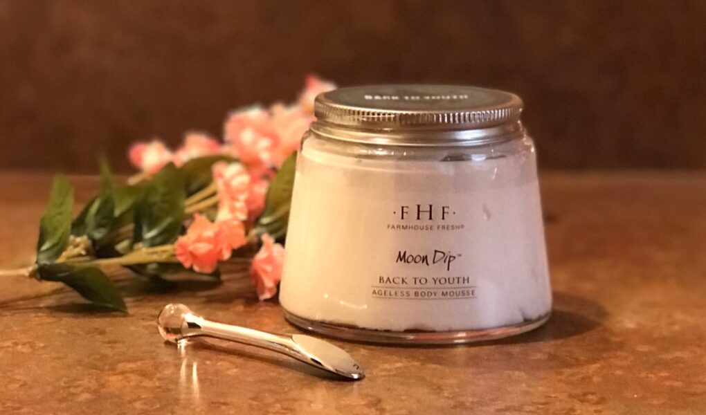 jar and wand for Farmhouse Fresh Moon Dip Body Mousse, neversaydiebeauty.com