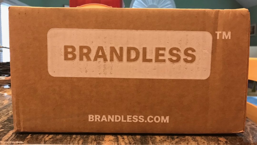 Brandless shipping box with logo, neversaydiebeauty.com