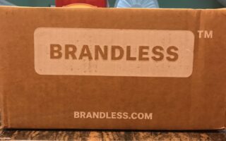 Brandless shipping box with logo, neversaydiebeauty.com