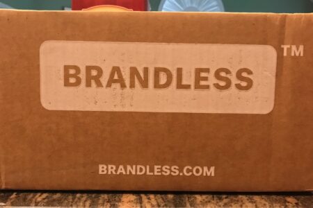 Brandless shipping box with logo, neversaydiebeauty.com