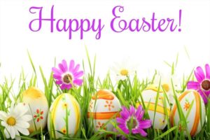 Happy Easter greeting with Easter eggs