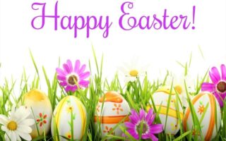 Happy Easter greeting with Easter eggs