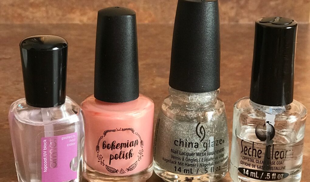 polishes used in my peach, gold, Fairy Dust mani, neversaydiebeauty.com