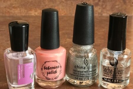 polishes used in my peach, gold, Fairy Dust mani, neversaydiebeauty.com