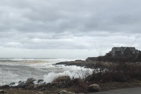 waves along Rockport MA after storm March 2018