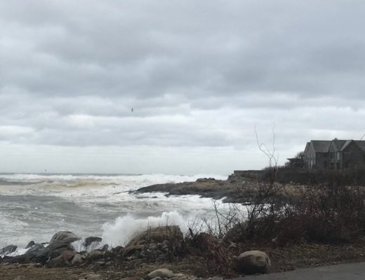 waves along Rockport MA after storm March 2018