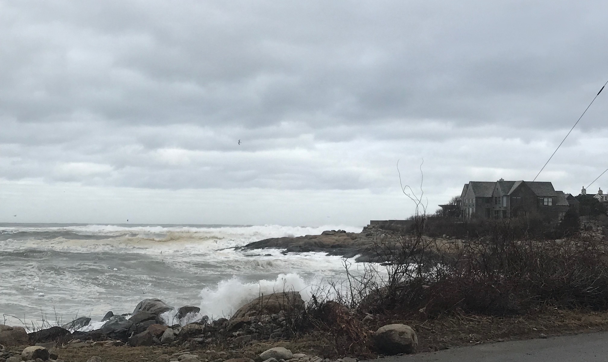 waves along Rockport MA after storm March 2018