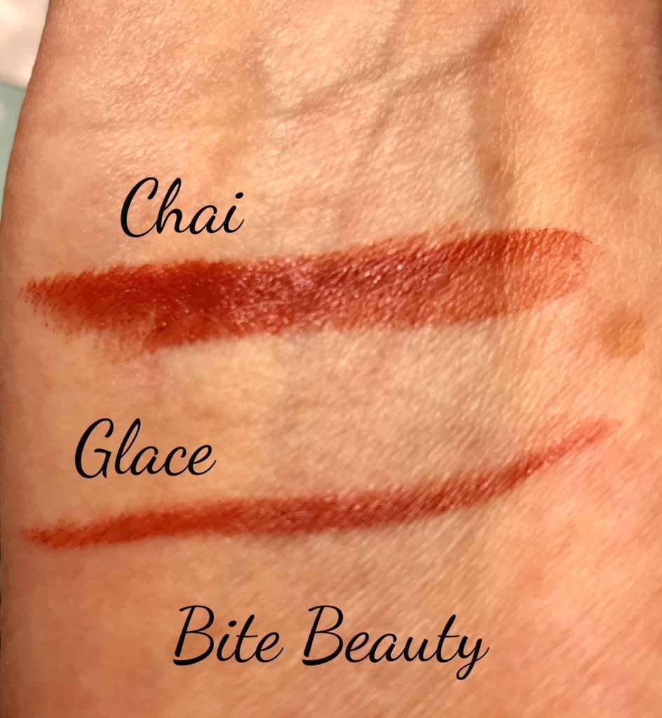 Sephora Spring 2018 birthday gift, Bite Beauty lipsticks: Chai Amuse Bouche lipstick & Glace Matte Lip Crayon swatches, neversaydiebeauty.com