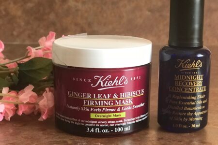 Kiehls Ginger Leaf & Hibiscus Firming Mask and Midnight Recovery Concentrate, neversaydiebeauty.com