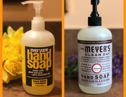 hand soaps from EO Everyone and Mrs. Meyers, neversaydiebeauty.com