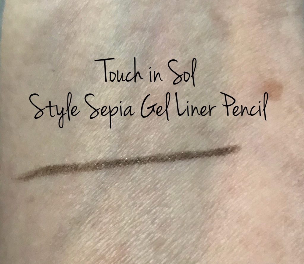 swatch of sepia toned gel liner pencil from Touch In Sol, neversaydiebeauty.com