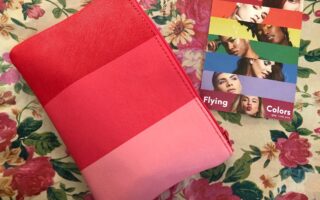 pink, salmon & coral makeup bag and theme card from Ipsy Flying Colors June 2018