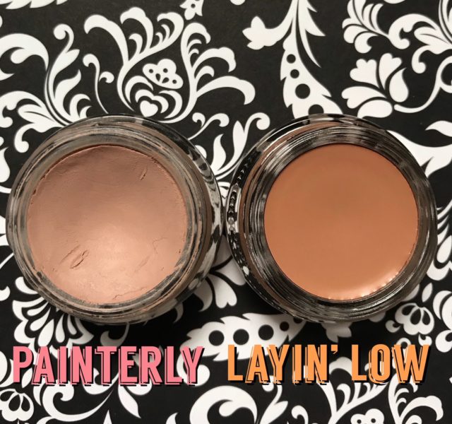 MAC Paint Pots open to show the shades: Painterly a nude pink and Layin' Low, a browned peach, neversaydiebeauty.com