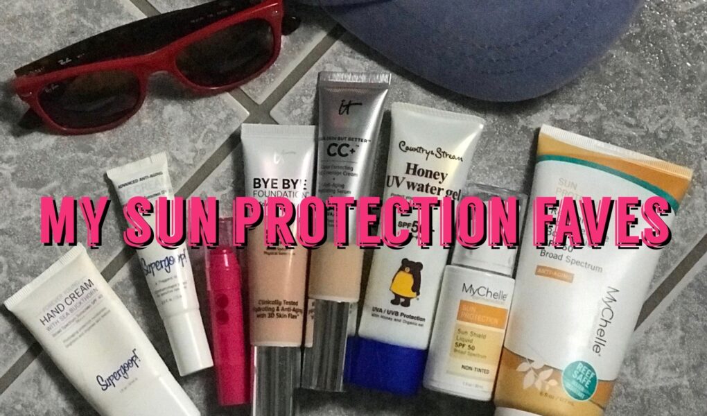 favorite sun protection products: sunscreens, makeup with sunscreen, apparel with SPF, neversaydiebeauty.com