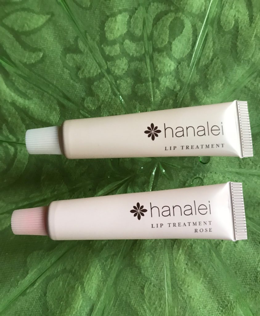 2 travel size tubes of Hanalei Lip Treatment, clear and rose, neversaydiebeauty.com