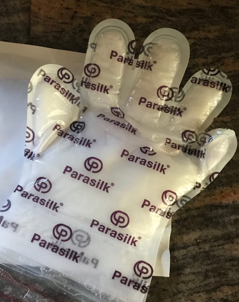 open Parasilk glove before heating, neversaydiebeauty.com