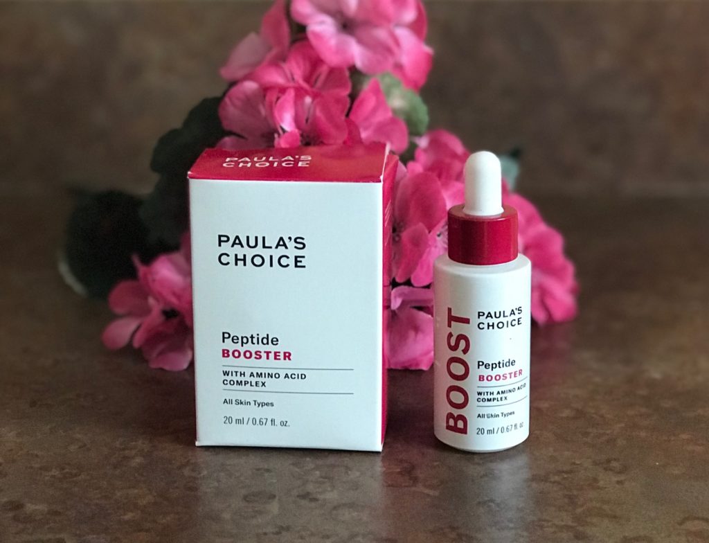 Paula's Choice Peptide Booster white bottle with red cap and box, neversaydiebeauty.com