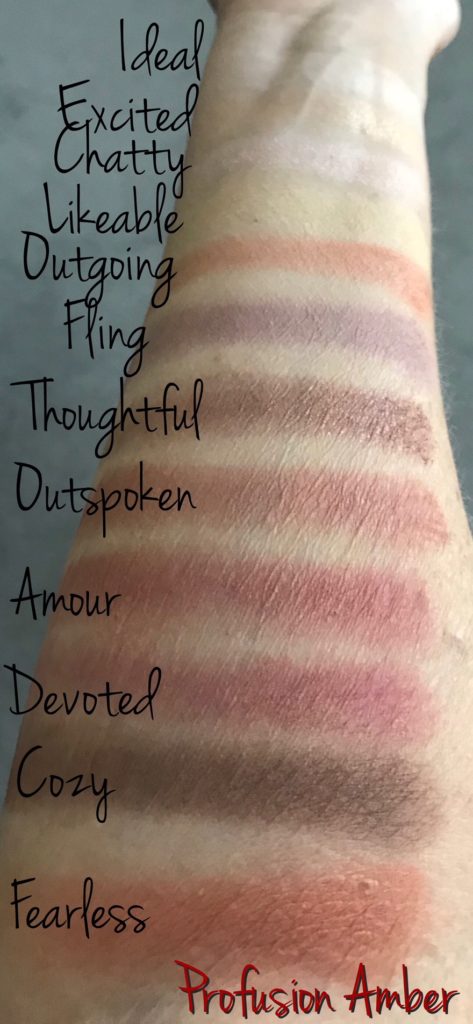 Profusion Cosmetics Amber Eyes shadow palette swatches, neversaydiebeauty.com