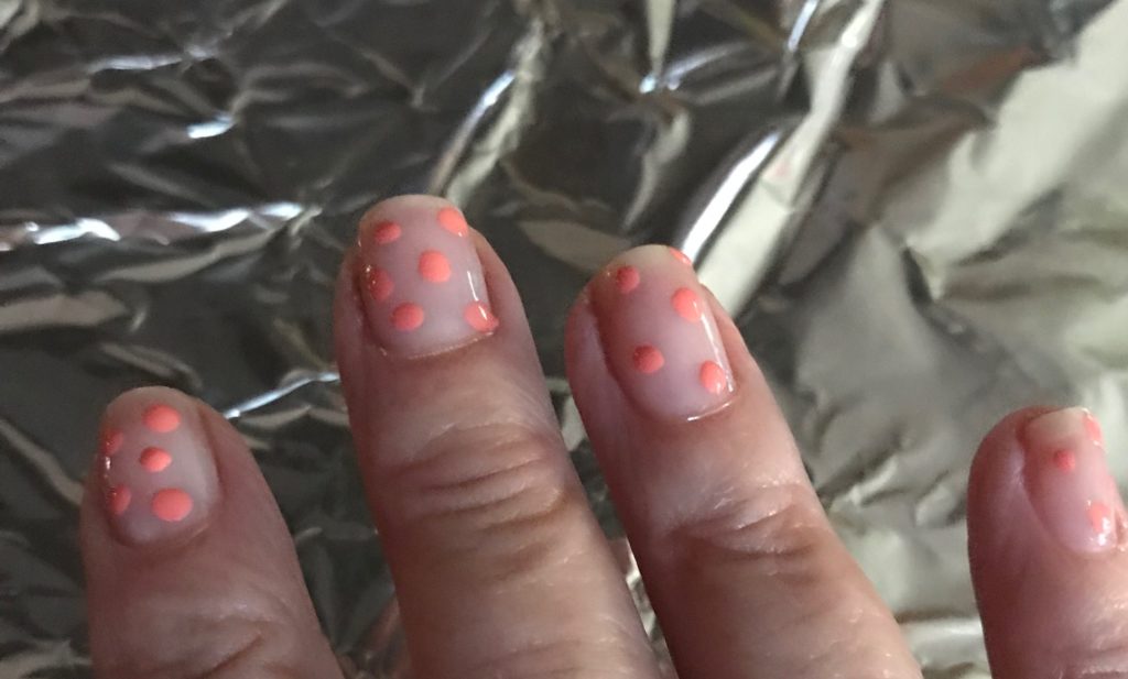 polka dot manicure before applying topcoat, neversaydiebeauty.com