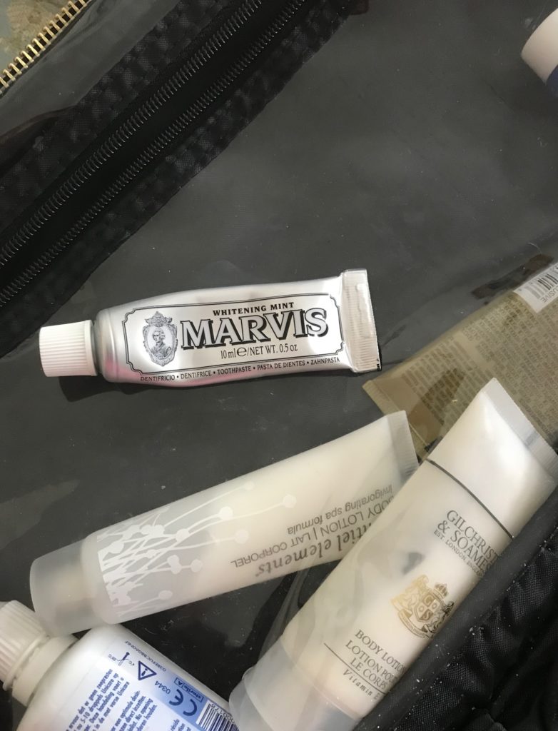 Marvis Whitening Mint toothpaste tube in the sample size, neversaydiebeauty.com