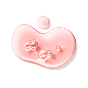 a droplet of Molton Brown pink Rhubarb & Rose Bath & Shower Gel liquid,