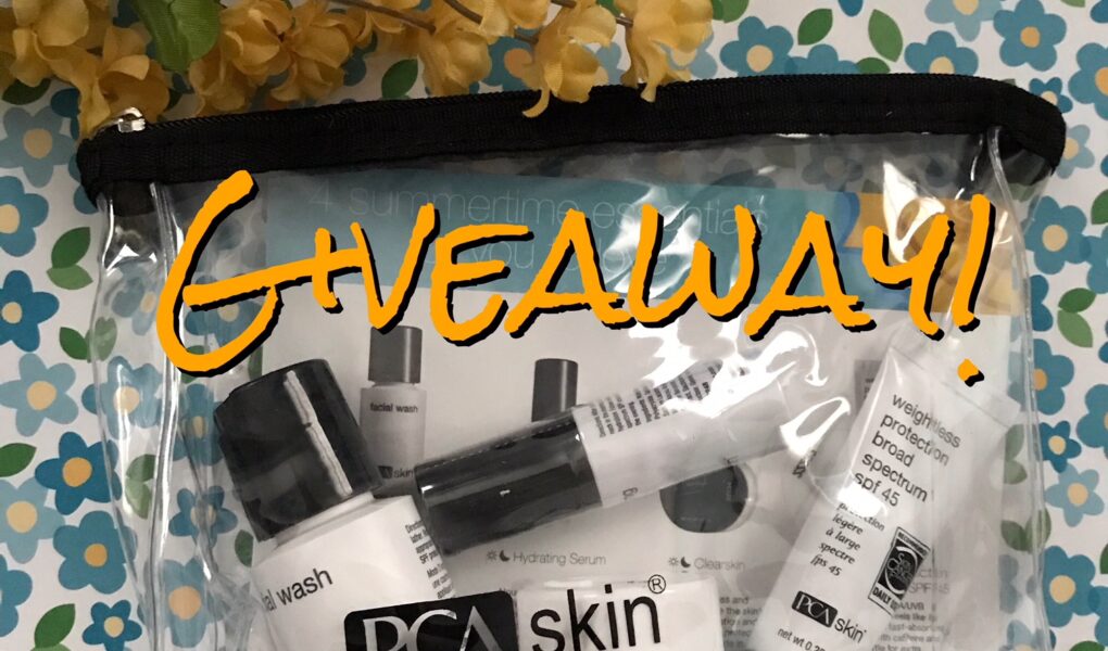 PCA Skin Summertime Essentials skincare minis with Giveaway title, neversaydiebeauty.com