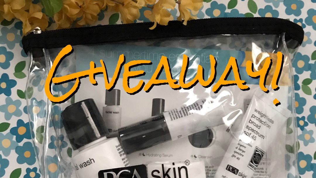 PCA Skin Summertime Essentials skincare minis with Giveaway title, neversaydiebeauty.com
