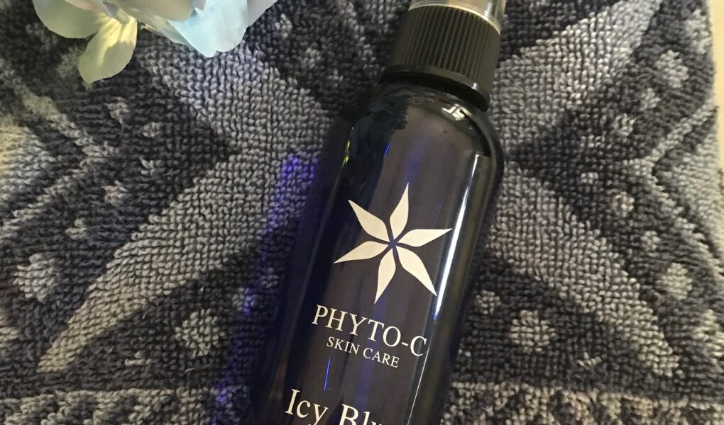 blue spray bottle PHYTO-C Icy Blue Mist, neversaydiebeauty.com