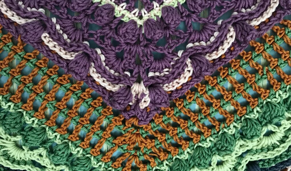 closeup of my "Lost in Time" shawl, neversaydiebeauty.com