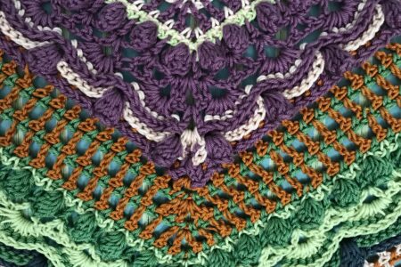 closeup of my "Lost in Time" shawl, neversaydiebeauty.com