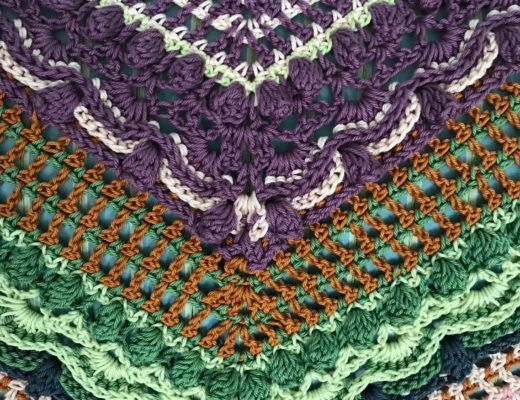 closeup of my "Lost in Time" shawl, neversaydiebeauty.com
