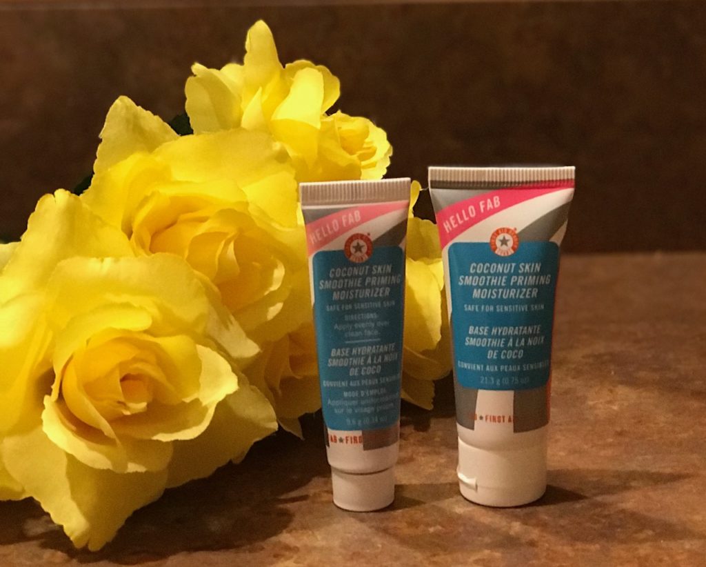 First Aid Beauty Coconut Skin Smoothie Priming Moisturizer tubes: same and travel sizes, neversaydiebeauty.com