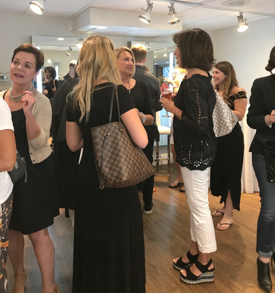 attendees at the Kjaer Weis launch party of Interlocks Salon and Spa in Newburyport MA, neversaydiebeauty.com