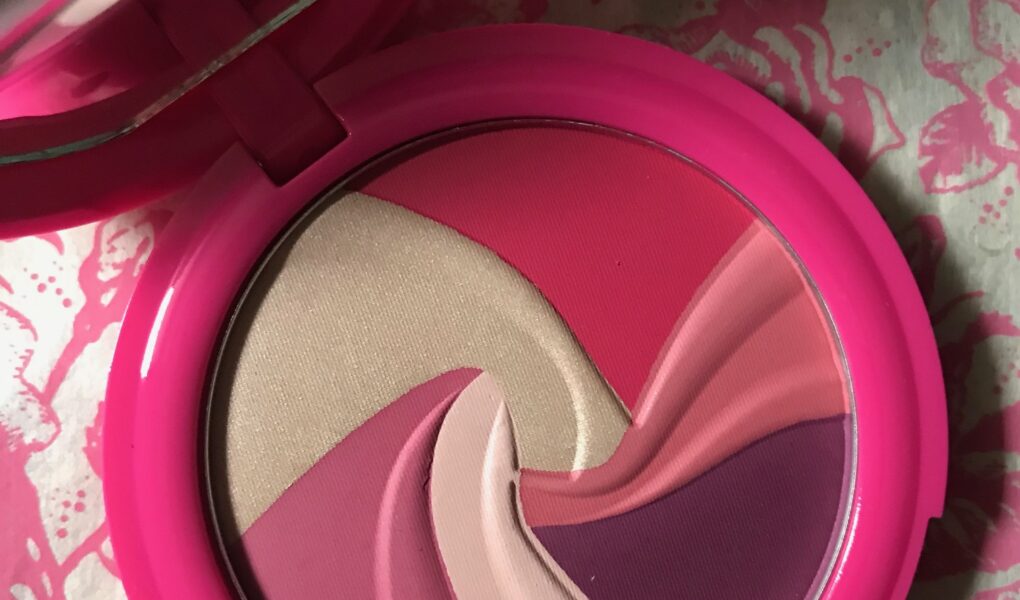 closeup of multicolored Mally Highlighting Blush compact to show the 4 different blush shades and two highlighters, neversaydiebeauty.com