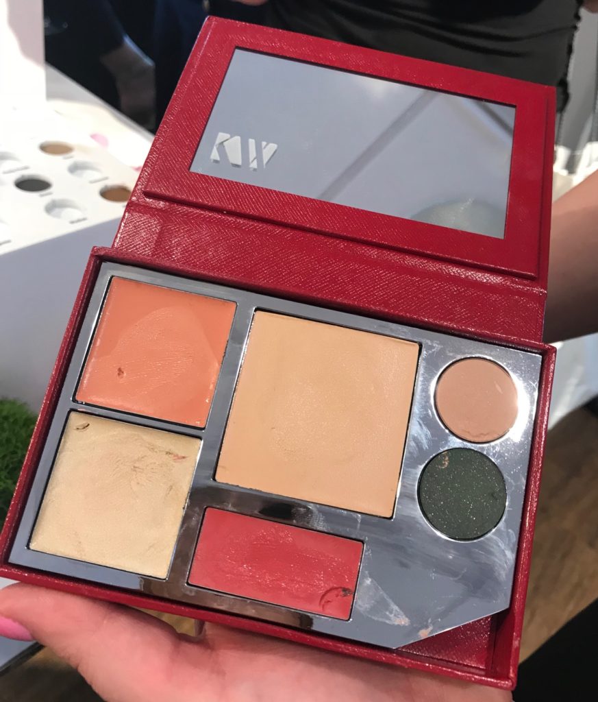 filled red faux leather palette with Kjaer WEis makeup, neversaydiebeauty.com