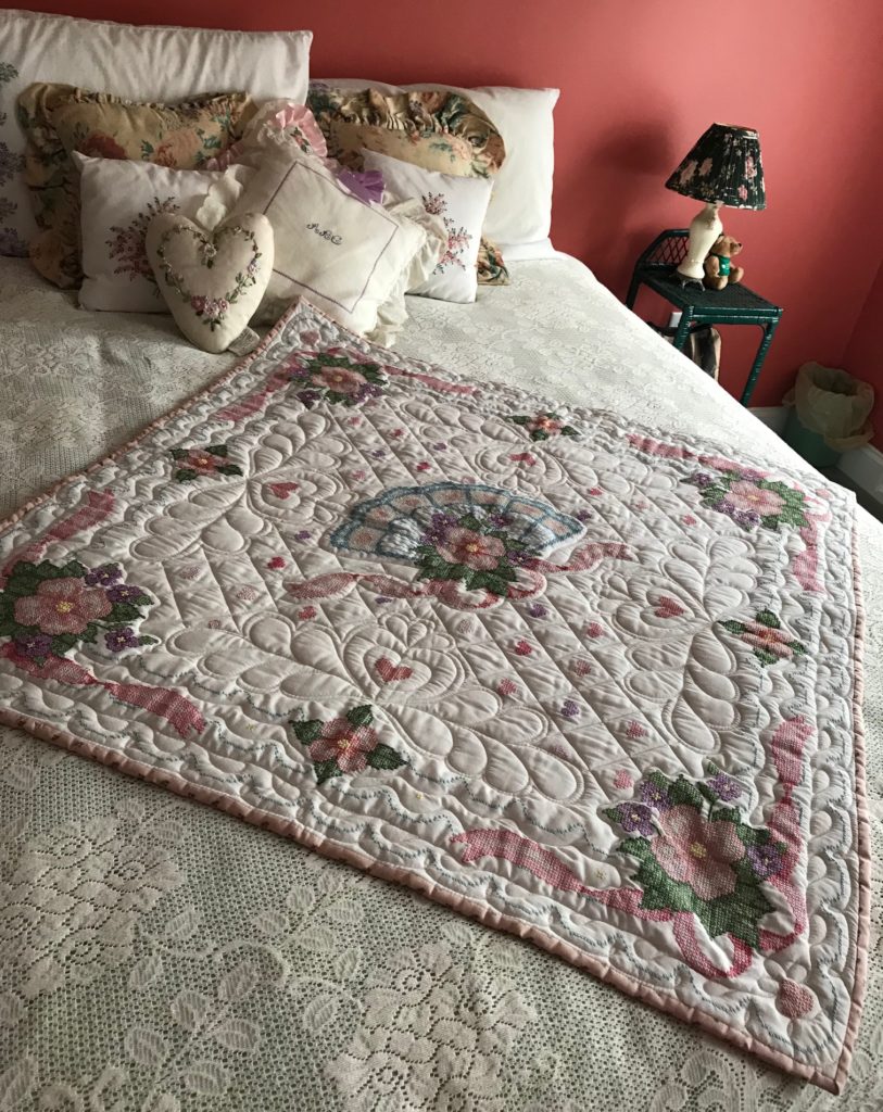 embroidered lap quilt that I made, neversaydiebeauty.com
