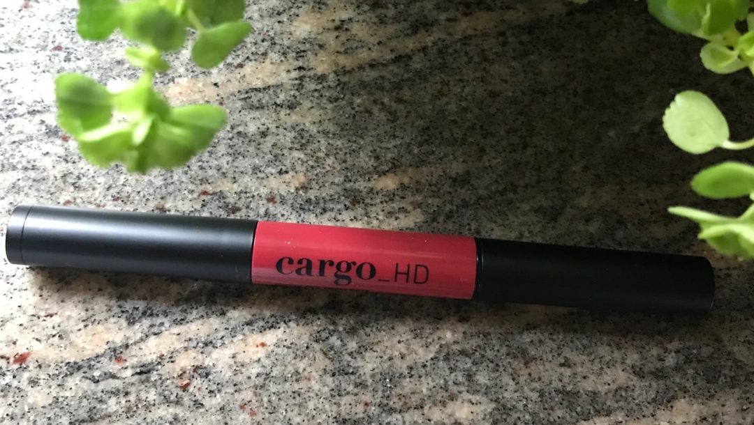 closeup of Cargo HD Lip Contour dual ended lipstick and highlighter tube, neversaydiebeauty.com