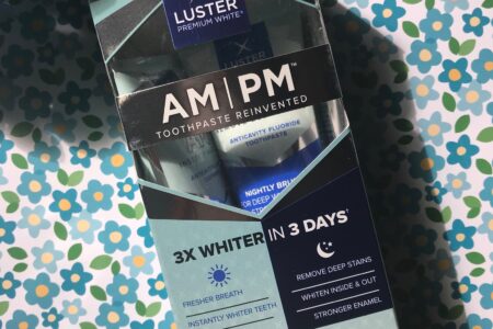 box of Luster AM/PM Toothpaste Reinvented system, neversaydiebeauty.com